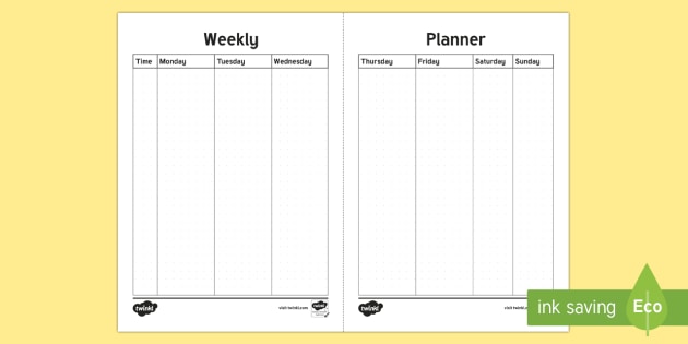 Rectangle Weekly Bullet Journal Stencil