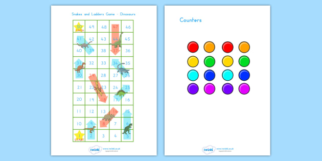Snakes and Ladders Activity Dinosaurs - dinosaurs, dinosaur