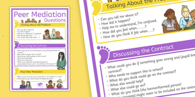 Peer Mediation Questions Poster Peer Mediation Questions Poster Display 3595