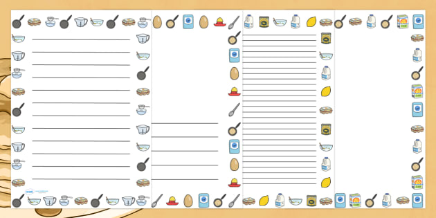 Pancake Recipe Page Borders - pancake, recipe, borders, write