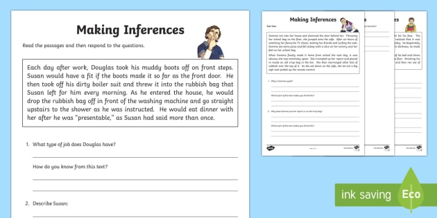 Inference Worksheet Activity Sheet Cfe Literacy Reading
