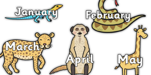 FREE! - Months of the Year on Safari Animals (teacher made)