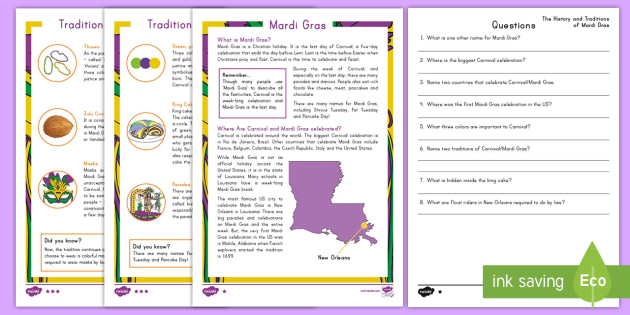 mardi gras internet activity answer key