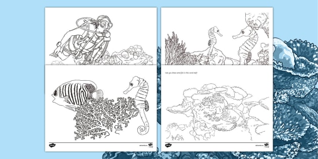 coloring pages kids coral reef free