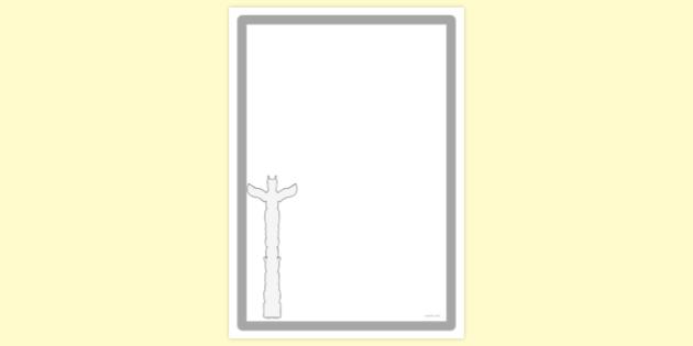 FREE! - Simple Blank Totem Pole Outline Page Border | Page Borders