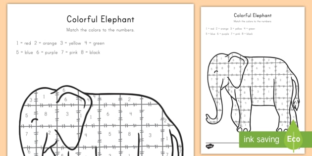 colorful-elephant-color-by-number-worksheet-worksheet