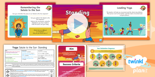 Twinkl Move Pe Y1 Yoga Salute To The Sun Lesson 5 Standing teaching resources primary resources twinkl primary school resources