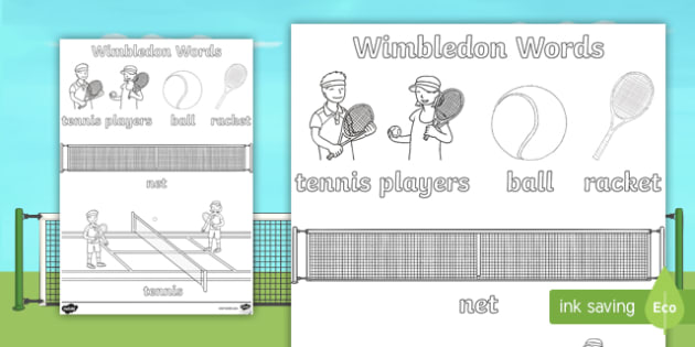 Wimbledon Themed Words Colouring Sheets (teacher made)