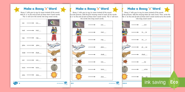 Make A Bossy E Word Set 5 Differentiated Worksheets