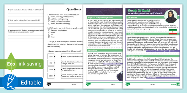 Sarah Al Amiri Reading Comprehension (teacher made)