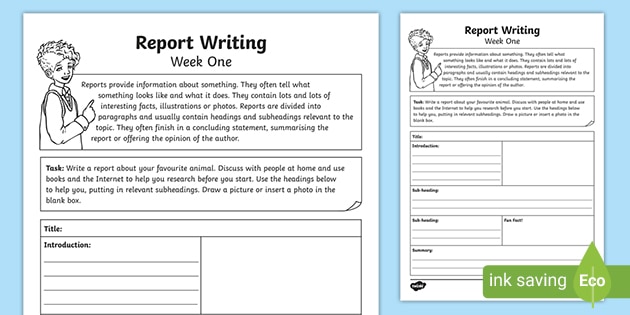 report writing worksheets week one homework teacher made