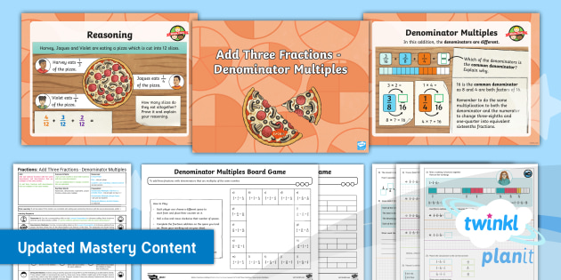 👉 Y5 Add 3 Fractions Planit Maths Lesson 3 Teacher Made