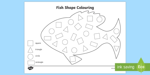 fish themed shape coloring worksheet teacher made