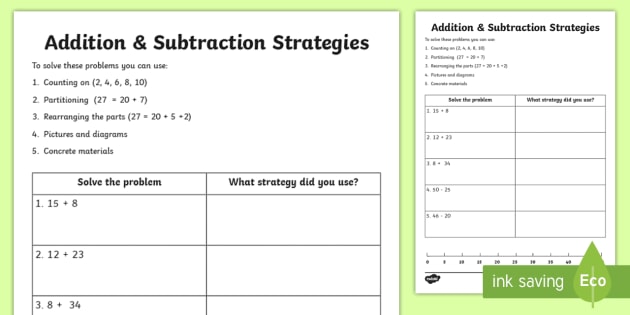 Addition & Subtraction Worksheet (teacher made)