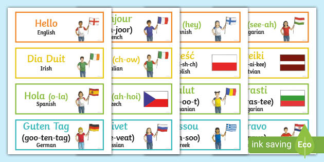 European Day of Languages Hello Word Cards (Teacher-Made)