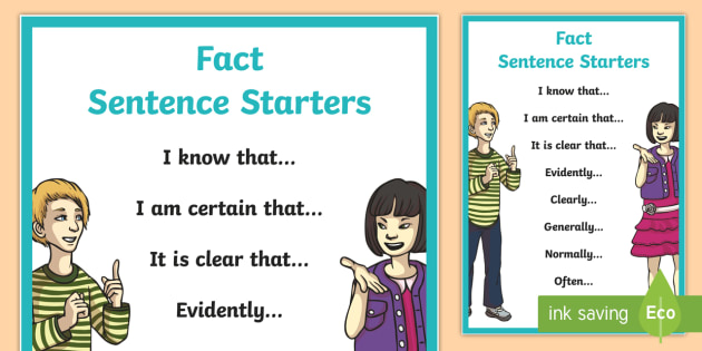 Fact Sentence Starters Display Poster - Opinion Sentence Starters posters