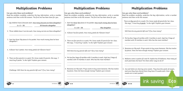 year 2 multiplication word problems homework worksheet