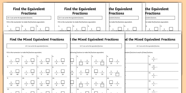 how to find equivalent fractions worksheets grade 4 6 math