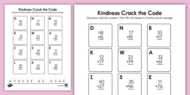 Crack the Code Math Animal Edition Addition and Subtraction