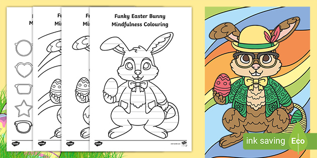 funky easter bunny mindfulness colouring teacher made