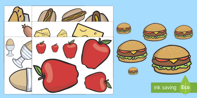 Ordenar tamaños: La comida (teacher made)