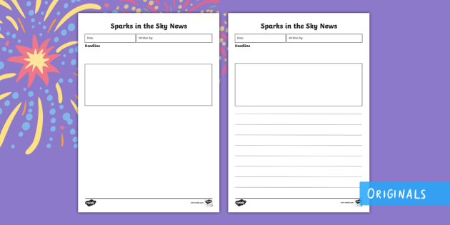 Sparks in the Sky Newspaper Report Writing Template - Twinkl