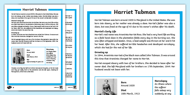 Harriet Tubman Differentiated Reading Comprehension