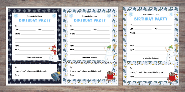 Winter Birthday Invitations | Twinkl Party (teacher made)