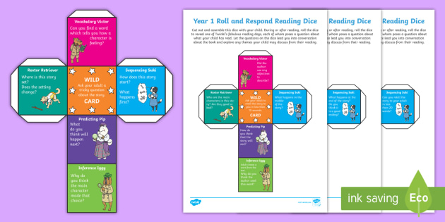 Year 1 Roll and Respond Reading Dice Nets (teacher made)