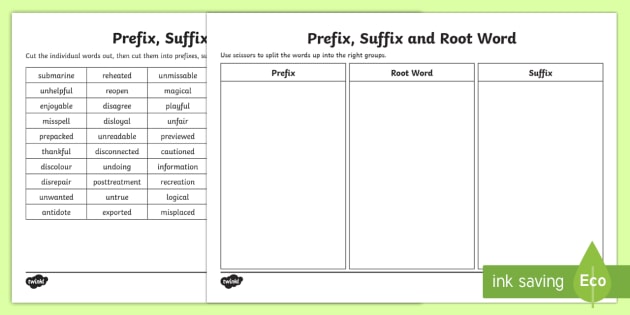 Prefix, Suffixes, Root Word Worksheet | Twinkl USA - Twinkl