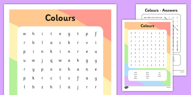 Colours Word Search