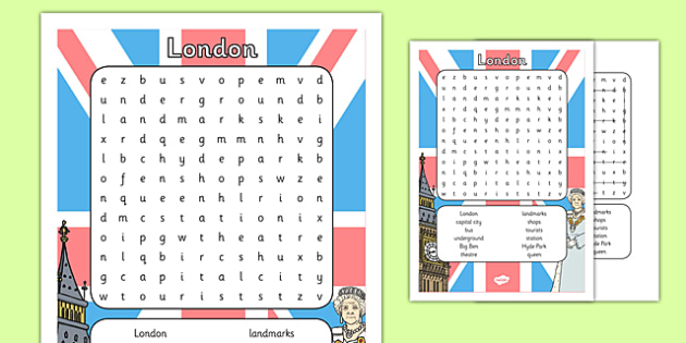 Lovely London Wordsearch - lovely, london, wordsearch 