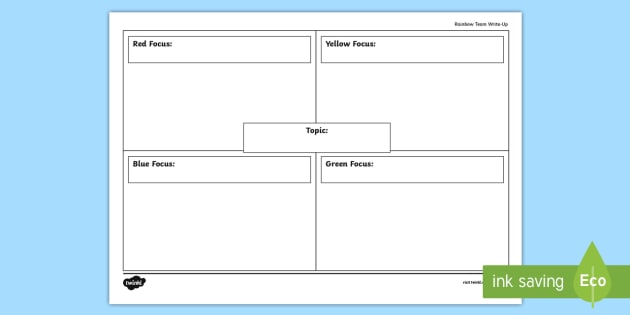 Rainbow Teams Write-Up Worksheet (teacher made)