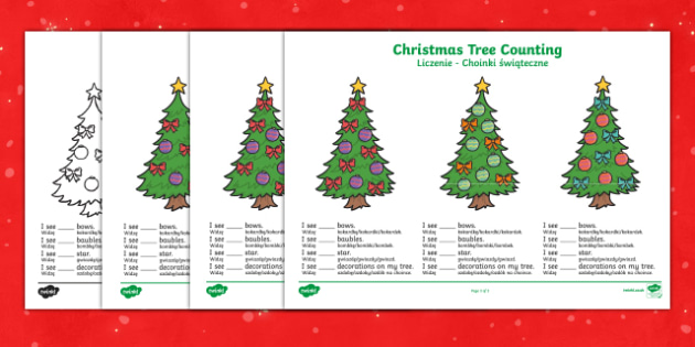Christmas Tree Counting Worksheet Worksheets English Polish