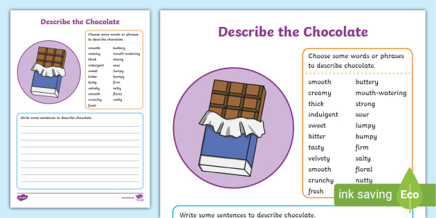 Describe The Chocolate Writing Worksheet (teacher Made)