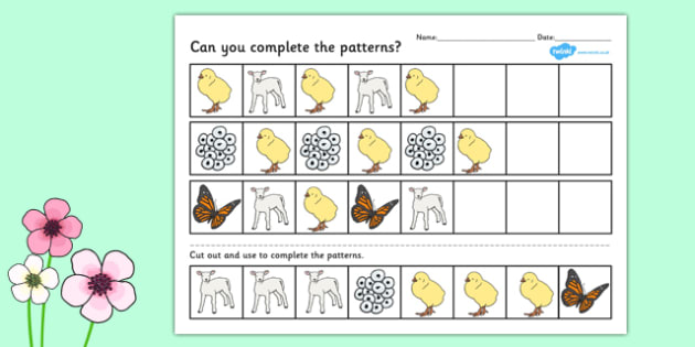 Spring Complete The Pattern Worksheet Teacher Made