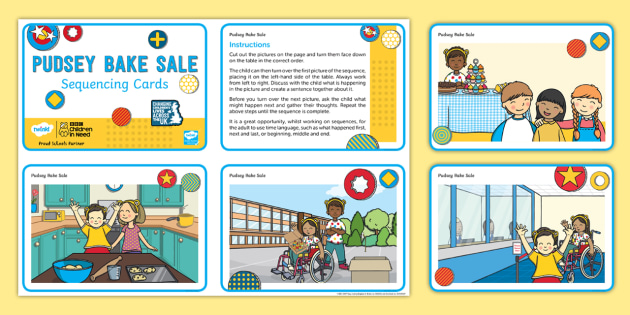 FREE! - Bake Sale Sequencing Cards - Pudsey, Listening, Children In Need