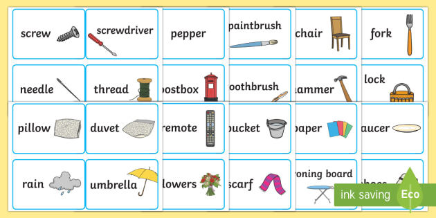 Everyday Objects Word Association Game Esl Everyday Objects Vocabulary