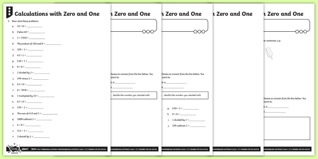 Multiplying By 0 And 1 And Dividing By 1 Worksheet / Worksheets