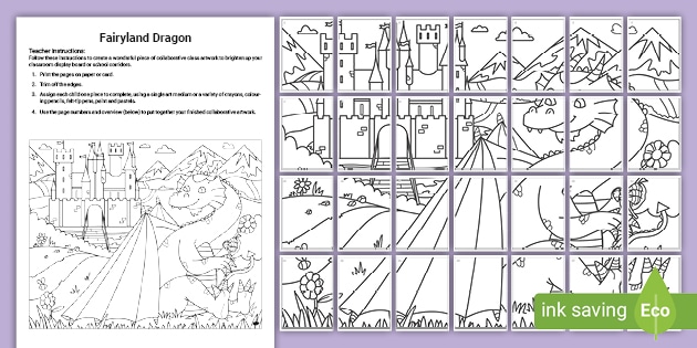 Fairyland Dragon Collaborative Colouring Activity