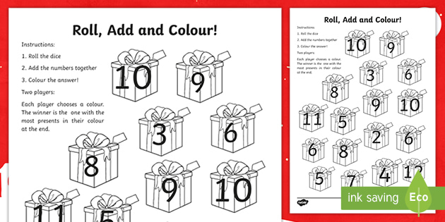 Roll Add Colour (Two Dice) Game :: Teacher Resources and Classroom