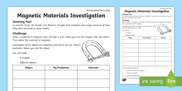 properties of magnets worksheet
