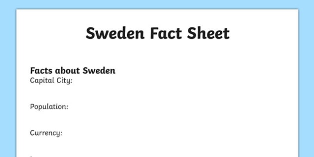 Sweden Factsheet Writing Template (teacher made)