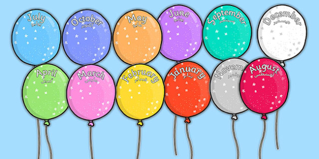 Editable Month Balloons Arabic Translation - arabic, editable