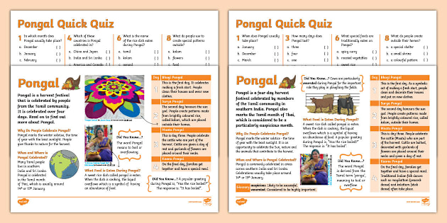 KS2 Pongal Fact File