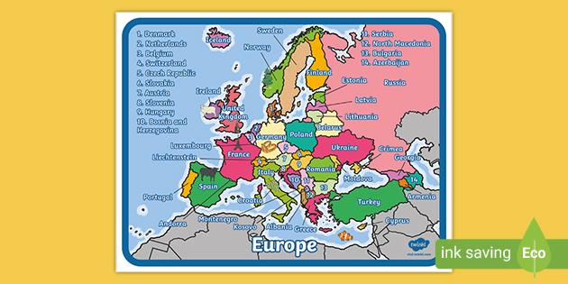 Europe Map With Words And Pictures Teacher Made