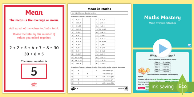 year 6 what is the mean in maths resource pack