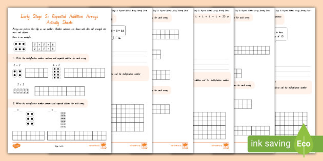 Early Stage 5: Repeated Addition Arrays Worksheets