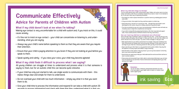 Effective Communication Children with Autism Adult Guidance