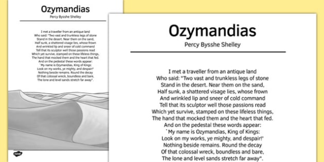 Ozymandias by Percy Bysshe Shelley Poem (teacher made)